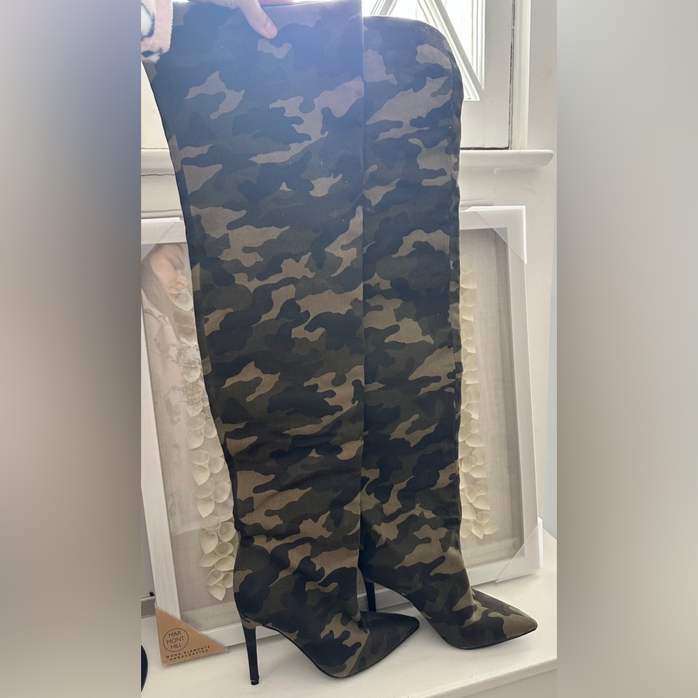 Kendall & Kylie Camouflage Over the knee High Boots